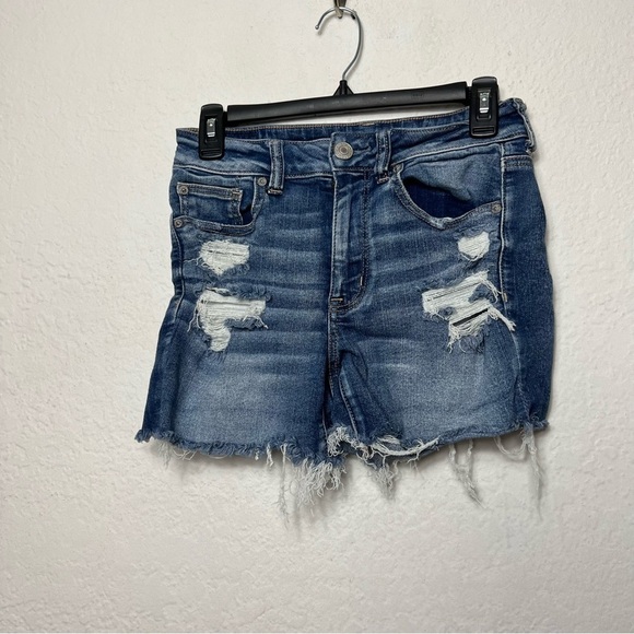 American Eagle Hi-Rise Shortie Distressed Cut Off Shorts - Picture 1 of 10